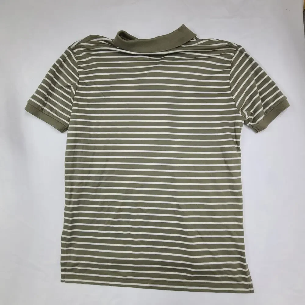 Polo Ralph Lauren men's short-sleeved polo shirt Green White Stripe Cotton L